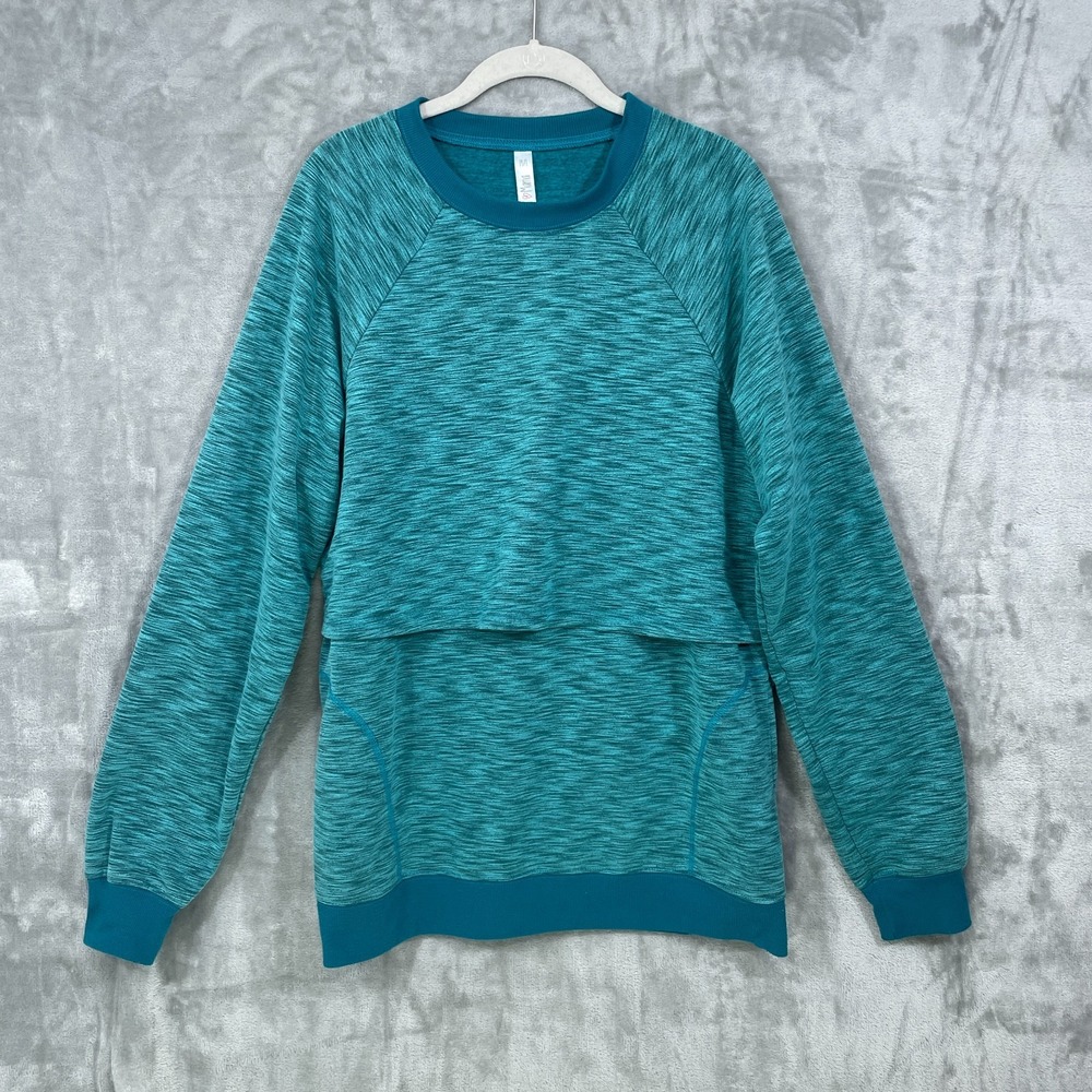 Latched Mama Nursing Hoodie Size M/L Green Stretch Breastfeeding Sweatshirt